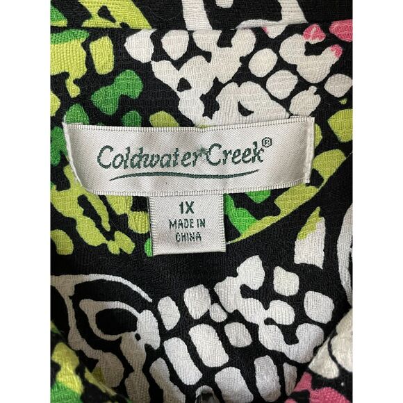 Coldwater Creek Women's 1X White Artsy Cotton Jacket Beach Tropical Hawaiian - Picture 3 of 9